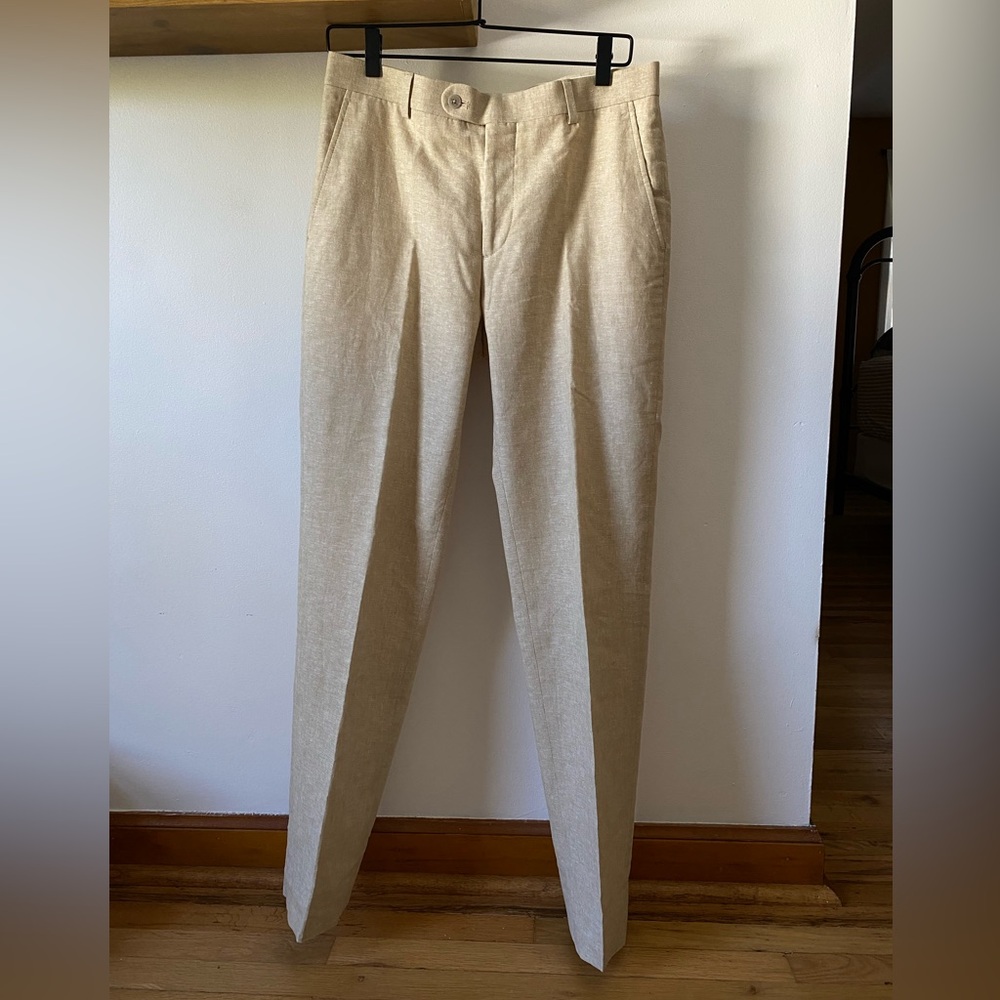 Men’s Slim Fit Linen Blend Suit Pants - Picture 3 of 8